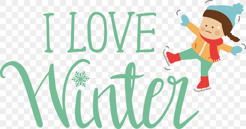 I Love Winter Winter, PNG, 3000x1571px, I Love Winter, Behavior, Cartoon, Character, Happiness Download Free