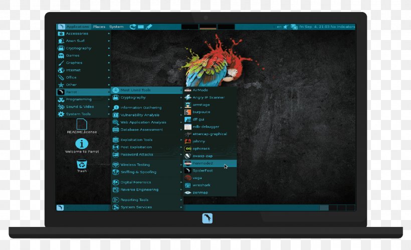 Parrot Security OS Penetration Test Operating Systems Computer Security Linux, PNG, 1600x976px, 3d Modeling, Parrot Security Os, Computer Forensics, Computer Program, Computer Security Download Free