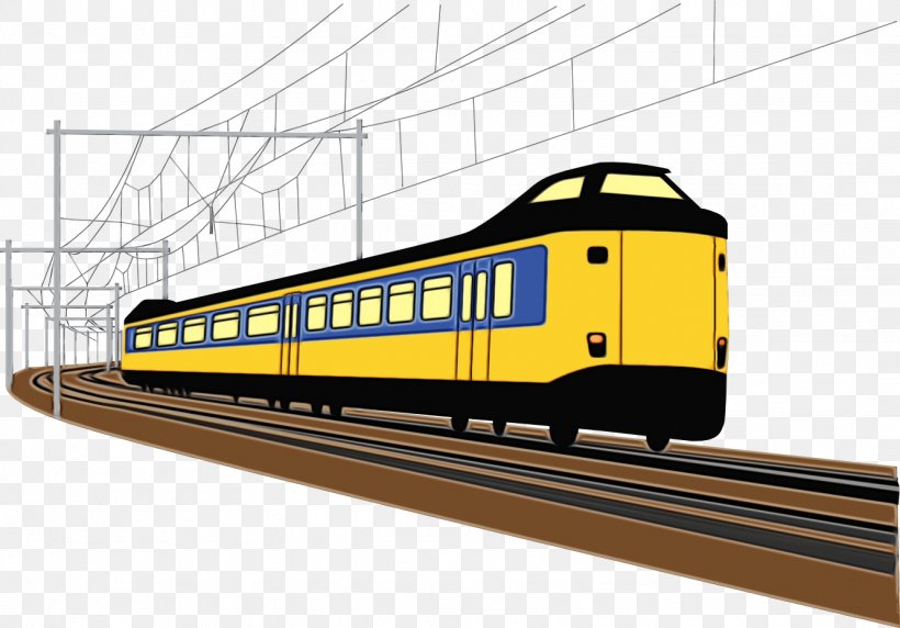 Transport Railway Rolling Stock Vehicle Train, PNG, 1331x930px, Watercolor, Locomotive, Paint, Passenger Car, Public Transport Download Free