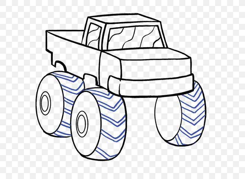 Pickup Truck Car Monster Truck Drawing, PNG, 678x600px, Pickup Truck, Artwork, Automotive Design, Black And White, Bumper Download Free