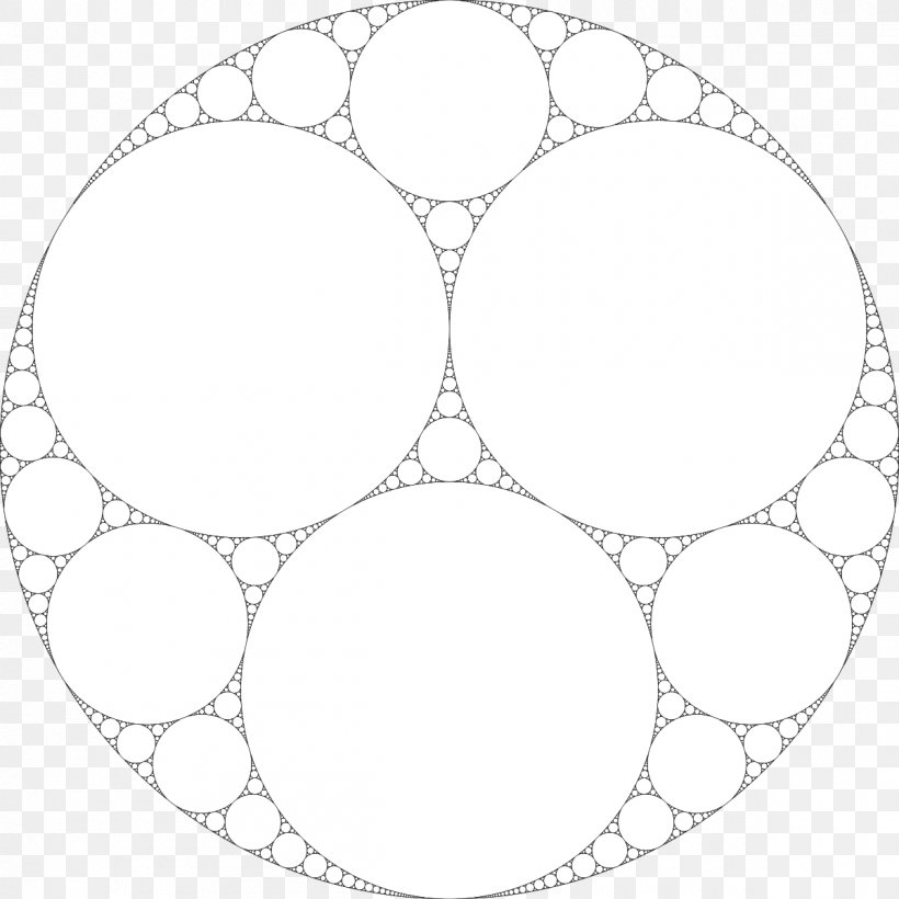 Apollonian Gasket Circle Fractal Mathematics Problem Of Apollonius, PNG, 1200x1200px, Apollonian Gasket, Apollonian Circles, Apollonius Of Perga, Area, Black And White Download Free