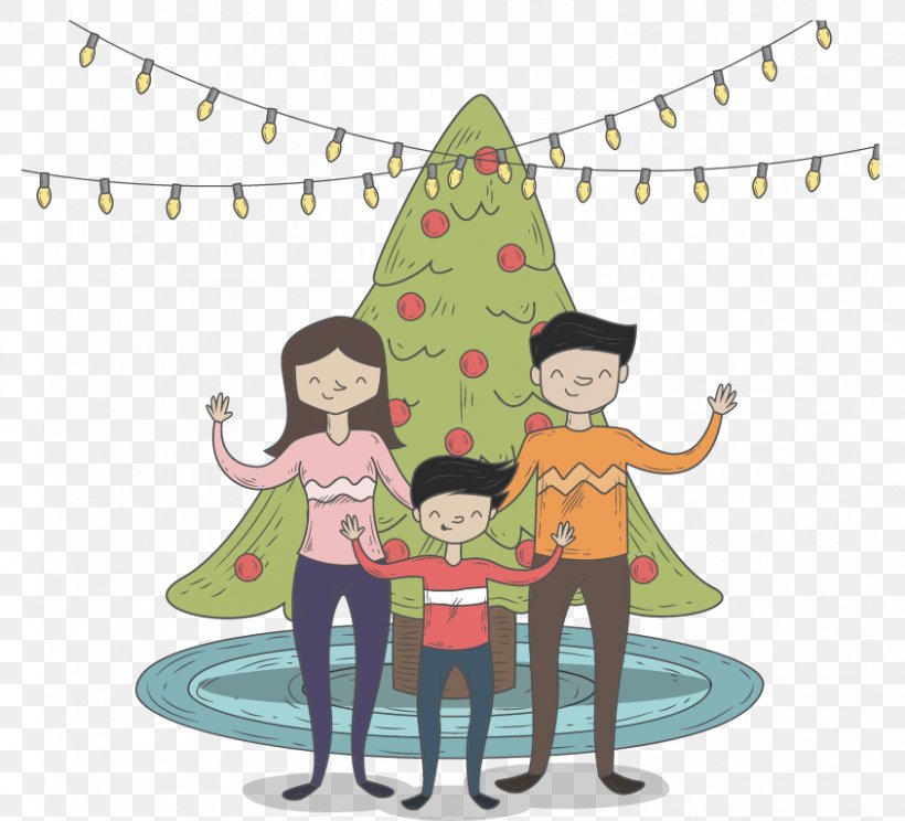 Christmas Tree Child Family Mother, PNG, 844x766px, Christmas Tree, Art, Cartoon, Child, Christmas Download Free