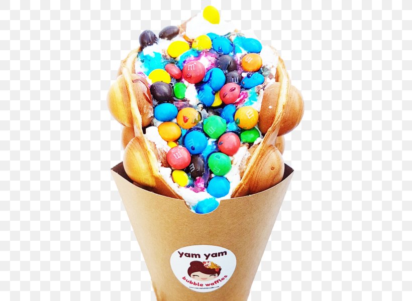 Sundae Ice Cream Cones Egg Waffle, PNG, 510x600px, Sundae, Bubble Gum, Butter, Chocolate Spread, Confectionery Download Free