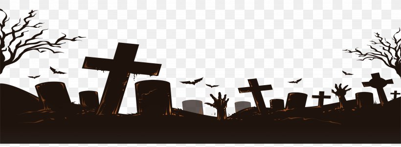 Halloween Icon, PNG, 3071x1132px, Halloween, Black And White, Brand, Cemetery, Drawing Download Free