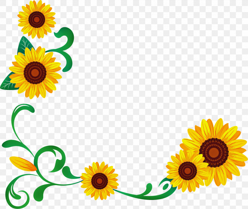 Sunflower Summer Flower, PNG, 1914x1614px, Sunflower, Drawing, Floral Design, Floral Frame, Flower Download Free
