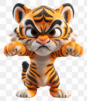 Cartoon Tiger - Fierce Cartoon Tiger Character PNG