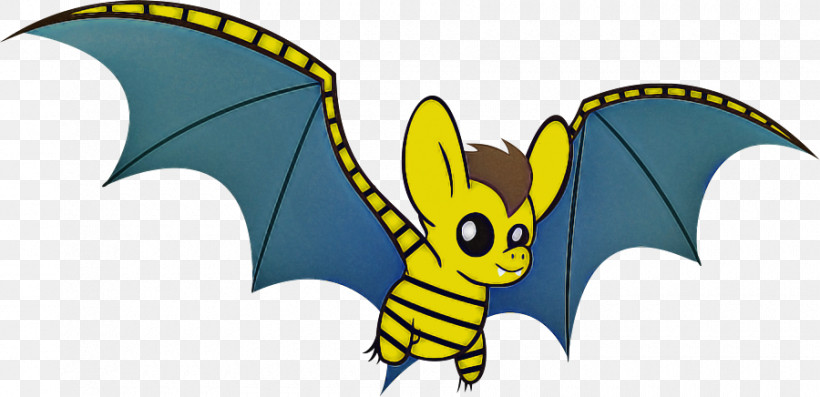 Cartoon Yellow Bat Wing Animal Figure, PNG, 900x436px, Cartoon, Animal Figure, Bat, Wing, Yellow Download Free