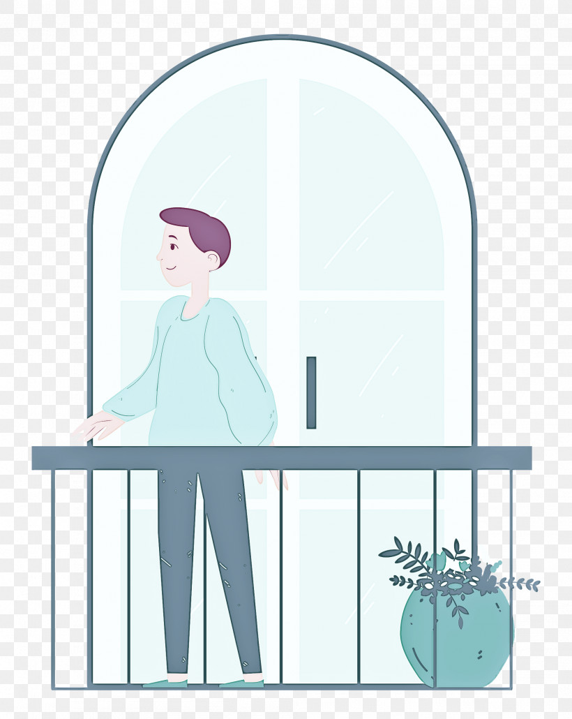 Balcony Home Rest, PNG, 1989x2500px, Balcony, Behavior, Cartoon, Home, Human Download Free