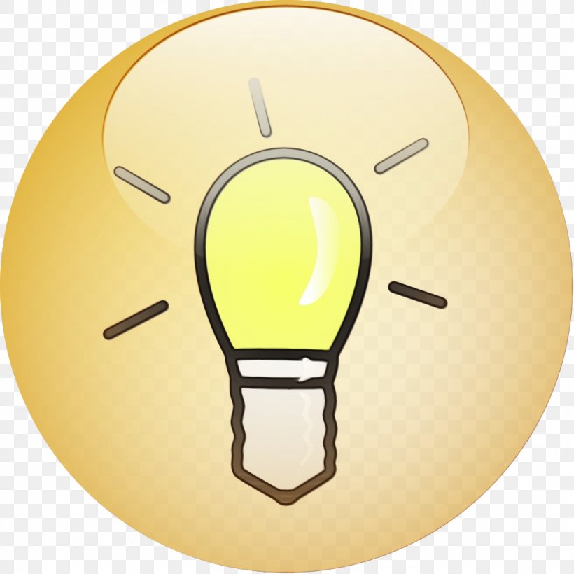 Light Bulb, PNG, 1024x1024px, Watercolor, Light Bulb, Paint, Wet Ink, Yellow Download Free