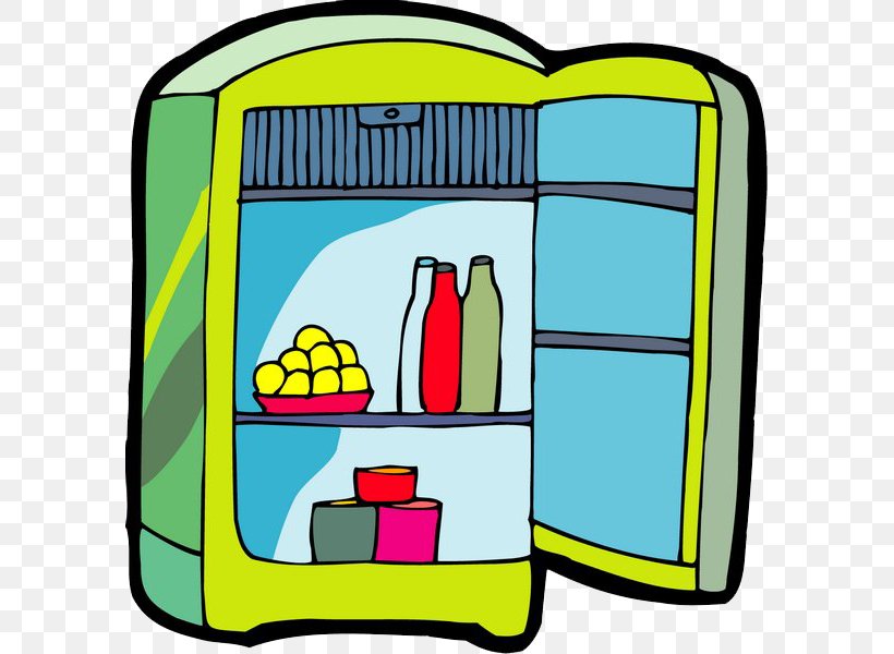 Refrigerator Cartoon Home Appliance Clip Art, PNG, 589x600px, Refrigerator, Area, Artwork, Cartoon, Cold Download Free