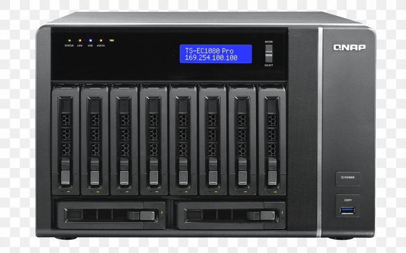 Intel QNAP Systems, Inc. Network Storage Systems Xeon Serial ATA, PNG, 3000x1875px, 10 Gigabit Ethernet, Intel, Audio Receiver, Computer Case, Computer Data Storage Download Free