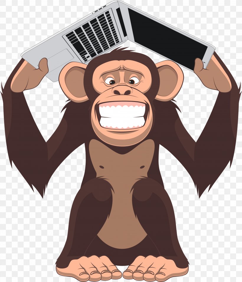 Laptop Chimpanzee Monkey, PNG, 4011x4684px, Laptop, Bear, Cartoon, Chimpanzee, Common Chimpanzee Download Free