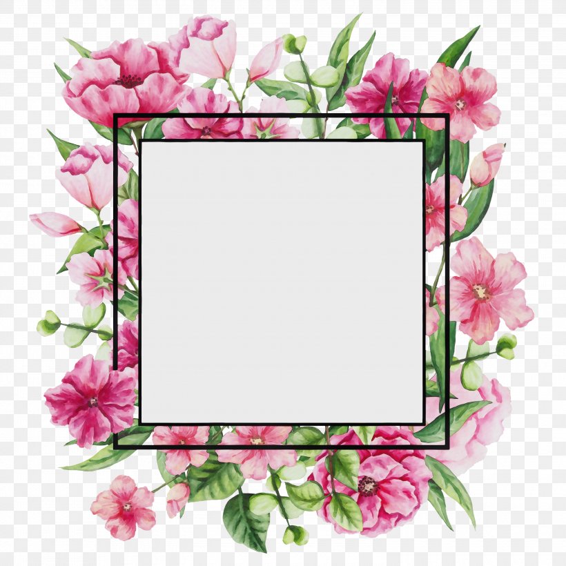 Picture Frame, PNG, 3000x3000px, Watercolor, Flower, Interior Design, Paint, Picture Frame Download Free