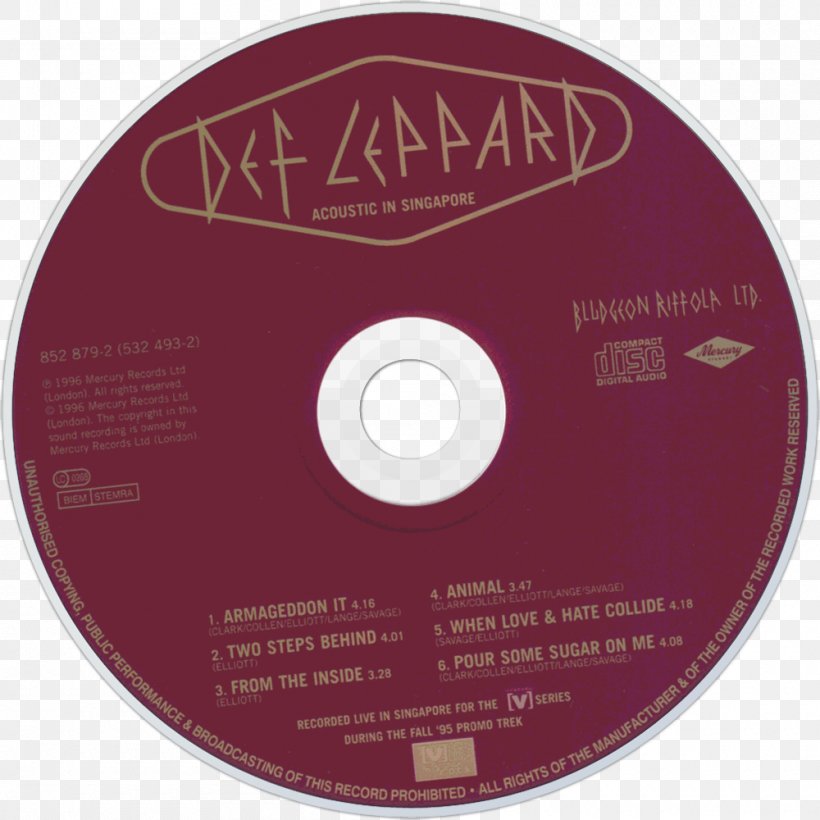 Compact Disc Def Leppard When Love & Hate Collide Slang Mirror Ball – Live & More, PNG, 1000x1000px, Watercolor, Cartoon, Flower, Frame, Heart Download Free