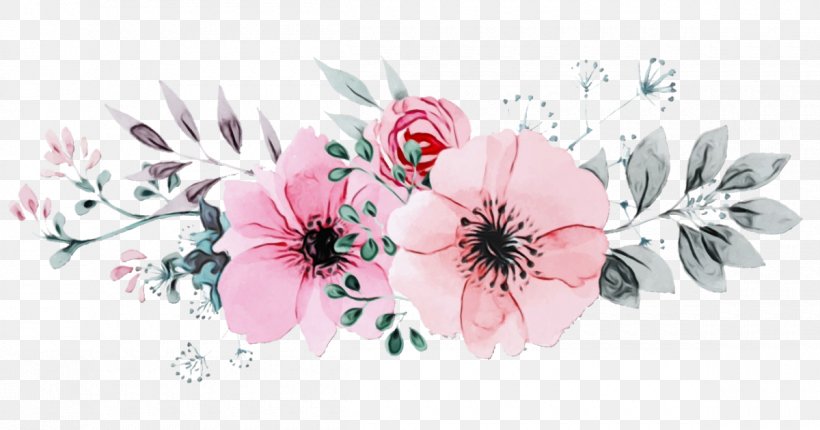 Pink Flower Petal Plant Blossom, PNG, 1200x630px, Watercolor, Anemone, Blossom, Cut Flowers, Flower Download Free