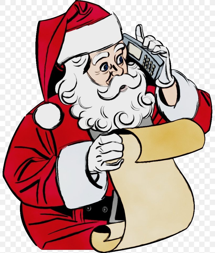 Santa Claus, PNG, 800x963px, Watercolor, Cartoon, Christmas, Facial Hair, Finger Download Free