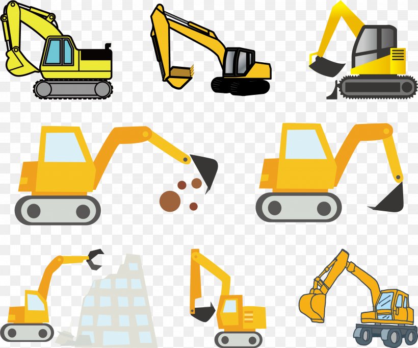 Excavator Illustration Clip Art Copyright-free, PNG, 3840x3196px, Excavator, Area, Automotive Design, Automotive Exterior, Brand Download Free