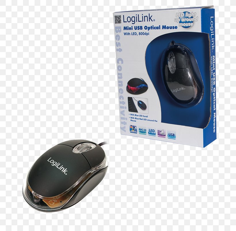 Computer Mouse Laptop Computer Keyboard Optical Mouse 2direct LogiLink Mini With LED, PNG, 800x800px, Computer Mouse, Computer, Computer Component, Computer Keyboard, Dots Per Inch Download Free