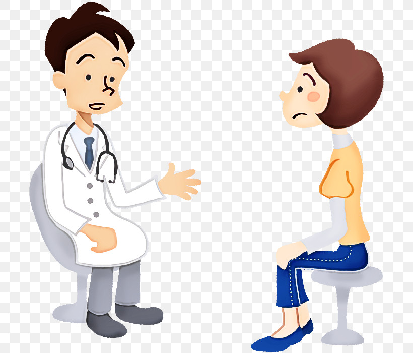 Cartoon Physician Conversation Sharing Health Care Provider, PNG, 704x700px, Cartoon, Conversation, Gesture, Health Care Provider, Job Download Free