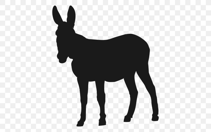 Donkey Silhouette Clip Art, PNG, 512x512px, Donkey, Autocad Dxf, Black And White, Colt, Cottage Download Free