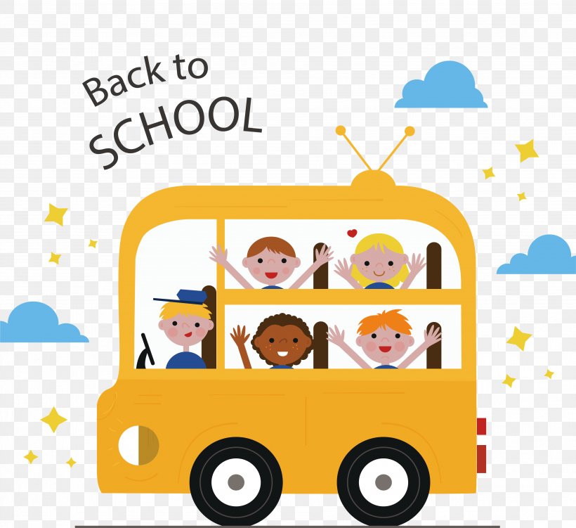 Bus School Child Euclidean Vector, PNG, 3796x3481px, Bus, Area, Baby Toys, Child, Happiness Download Free