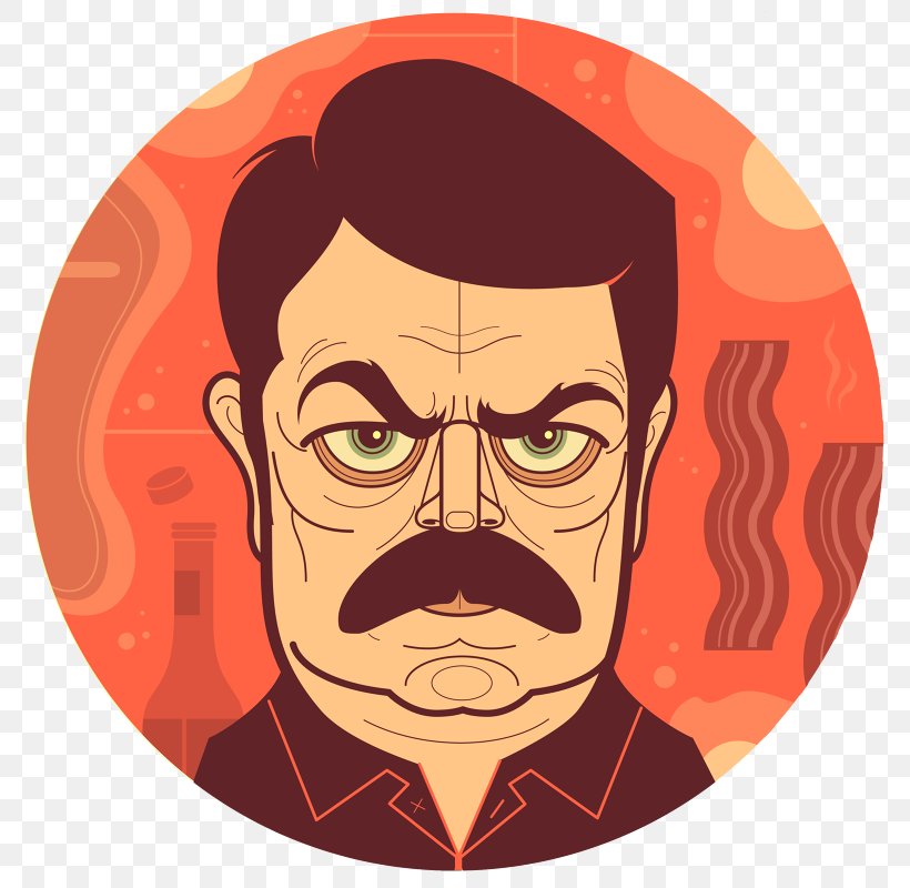 Ron Swanson Portrait Television Show, PNG, 800x800px, Watercolor, Cartoon, Flower, Frame, Heart Download Free