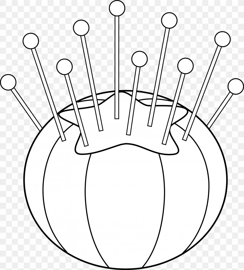 Pincushion Drawing Sewing Clip Art, PNG, 6689x7387px, Pincushion, Black And White, Cushion, Drawing, Embroidery Download Free