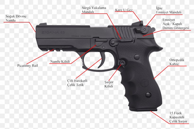 TİSAŞ Zigana Firearm 9×19mm Parabellum Semi-automatic Pistol, PNG, 1250x832px, 9 Mm Caliber, 45 Acp, 919mm Parabellum, Firearm, Air Gun Download Free