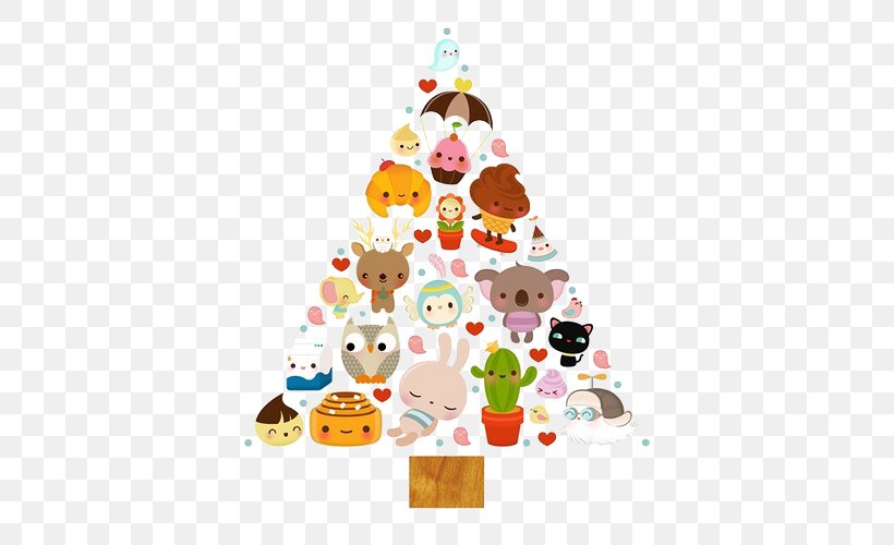 Kawaii Christmas Christmas Tree Art Illustration, PNG, 500x500px, Kawaii Christmas, Art, Christmas, Christmas Decoration, Christmas Tree Download Free