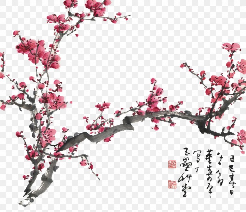 Plum Blossom Chinese Painting Cherry Blossom Drawing, PNG, 1298x1118px, Plum Blossom, Art, Blossom, Branch, Cherry Download Free