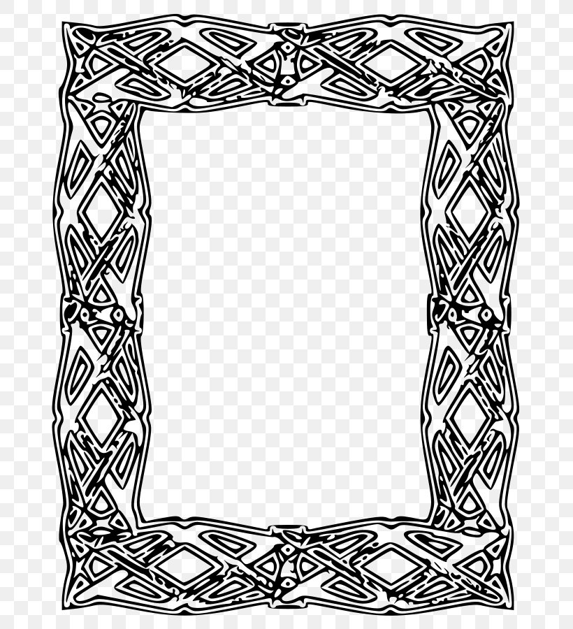 Picture Frame Outline Clip Art, PNG, 703x900px, Picture Frame, Area, Black, Black And White, Decorative Arts Download Free