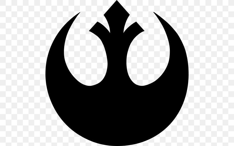 Rebel Alliance Logo Star Wars Leia Organa Galactic Empire, PNG, 512x512px, Rebel Alliance, Black And White, Crescent, Decal, Empire Strikes Back Download Free