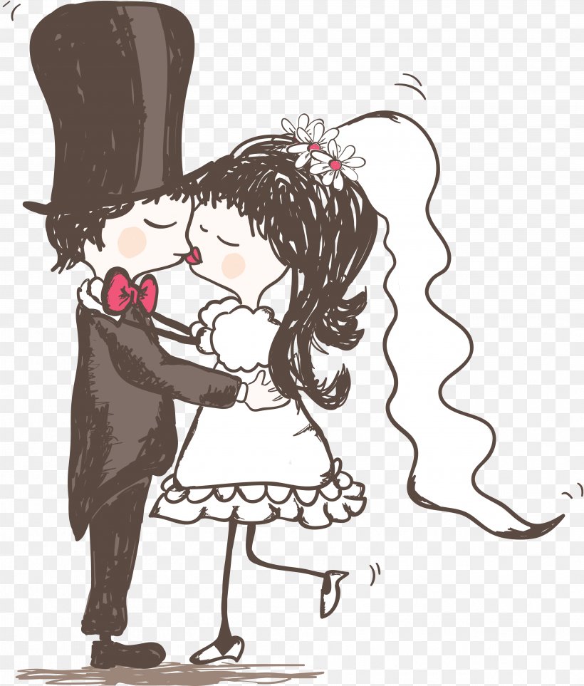 Bridegroom Kiss Wedding, PNG, 3747x4402px, Watercolor, Cartoon, Flower, Frame, Heart Download Free