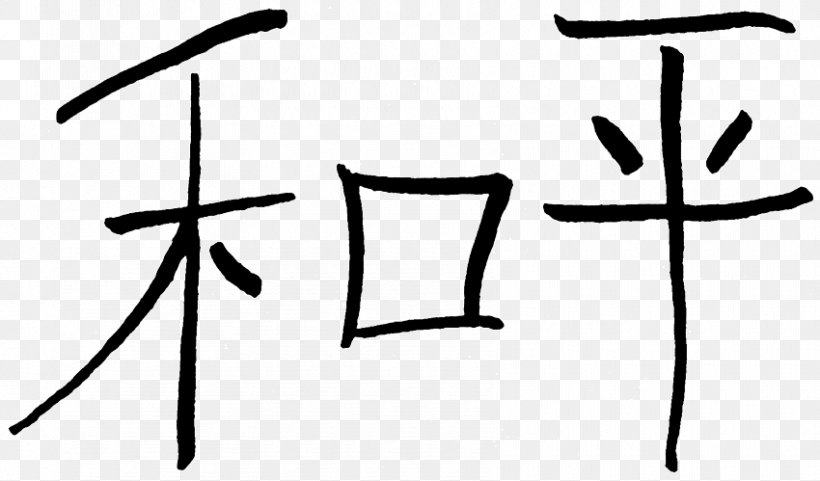 Chinese Characters Peace Symbols Sign, PNG, 850x499px, Chinese Characters, Area, Black, Black And White, Calligraphy Download Free