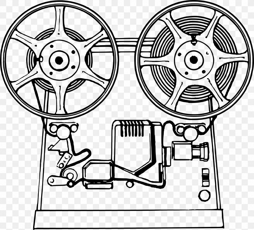 Movie Projector Film Art Clip Art, PNG, 2399x2179px, Movie Projector, Art, Auto Part, Black And White, Cinema Download Free