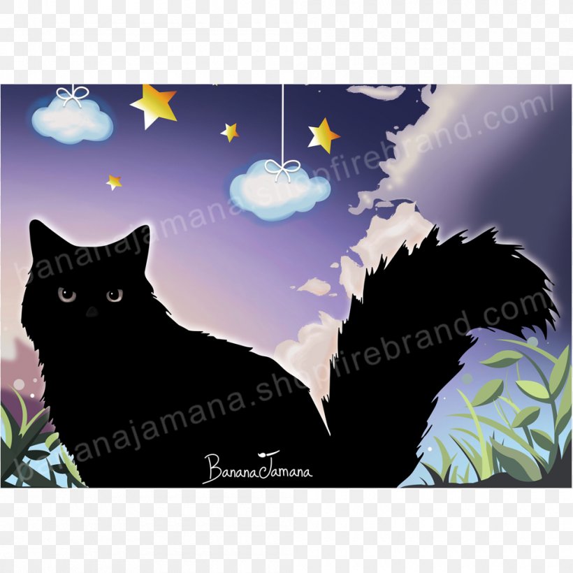 Black Cat Whiskers Poster BananaJamana, PNG, 1000x1000px, Black Cat, Art, Banana, Carnivoran, Cat Download Free