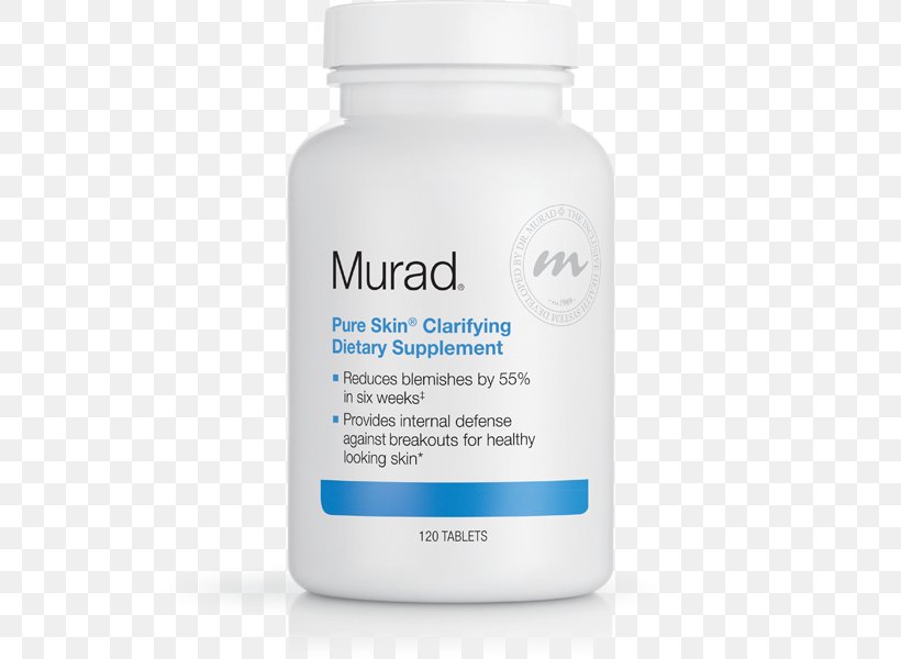 Murad Pure Skin Clarifying Dietary Supplement Tablet Lotion, PNG, 600x600px, Dietary Supplement, Acne, Cream, Dark Skin, Diet Download Free