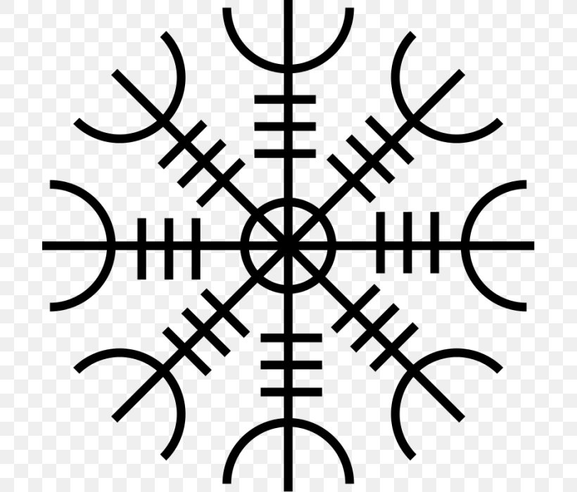 Old Norse Runes Helm Of Awe Viking Symbol, PNG, 700x700px, Old Norse, Aegishjalmur, Algiz, Black And White, Helm Of Awe Download Free