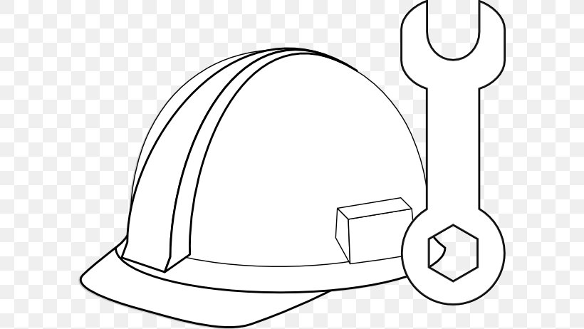 Construction Hard Hats Tool Clip Art, PNG, 600x462px, Construction, Artwork, Baustelle, Black, Black And White Download Free