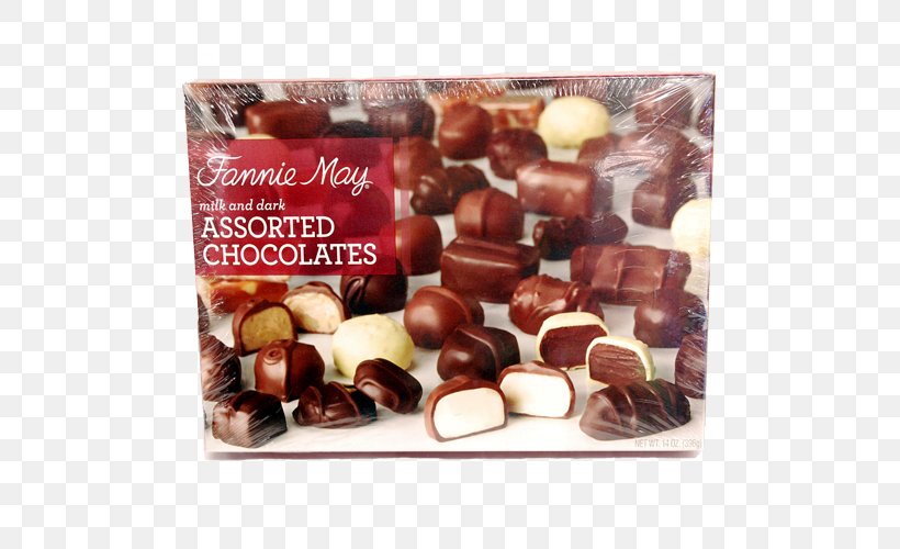 Chocolate Bonbon Praline Milk Fannie May, PNG, 500x500px, Chocolate, Bonbon, Confectionery, Dessert, Fannie May Download Free