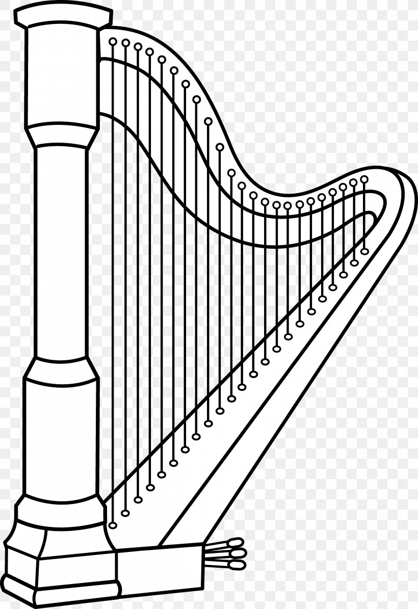 Celtic Harp Musical Instruments Coloring Book Clip Art, PNG, 4655x6788px, Watercolor, Cartoon, Flower, Frame, Heart Download Free