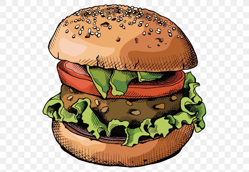 Hamburger Vector Graphics Illustration Design, PNG, 567x567px, Hamburger, American Food, Burger King Premium Burgers, Cartoon, Cheeseburger Download Free