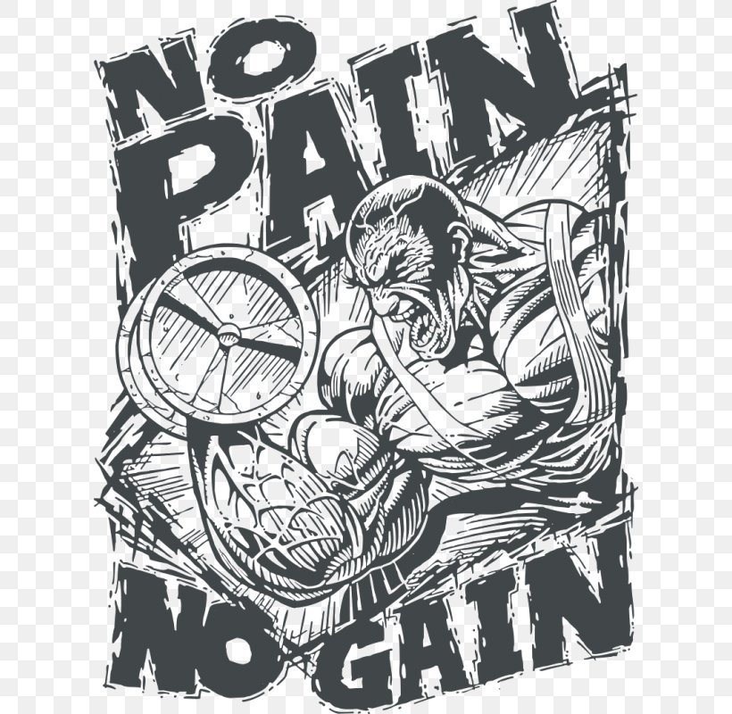 T-shirt Sleeveless Shirt No Pain, No Gain, PNG, 800x800px, Tshirt, Art, Black And White, Bodybuilding, Clothing Download Free