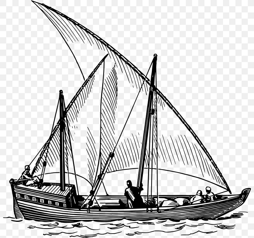 Dhow Ship Maritime Transport Clip Art, PNG, 800x767px, Dhow, Baltimore Clipper, Barque, Barquentine, Black And White Download Free
