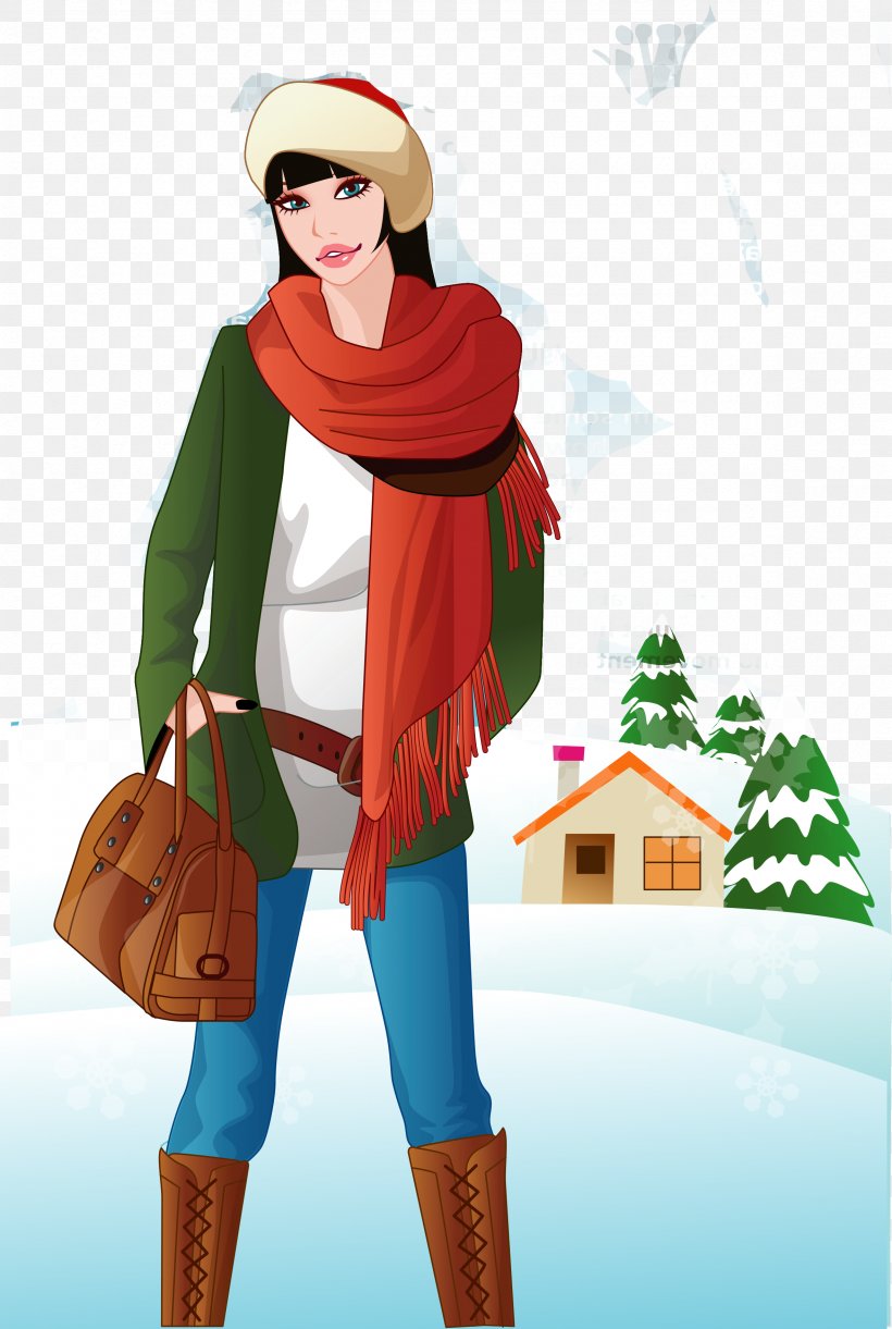 Euclidean Vector Female Winter Woman, PNG, 2359x3515px, Female, Art, Clothing, Drawing, Fashion Download Free
