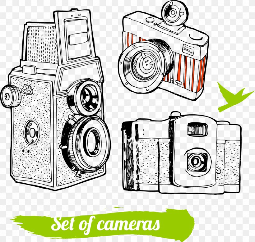 Camera Drawing Flat Design, PNG, 1421x1350px, Camera, Black And White, Brand, Cameras Optics, Canon Download Free
