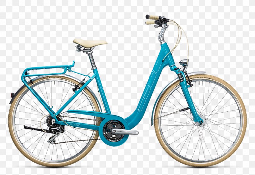 City Bicycle Cube Bikes Green Blue, PNG, 1000x688px, Bicycle, Bicycle Accessory, Bicycle Brake, Bicycle Drivetrain Part, Bicycle Frame Download Free