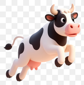 Cartoon Cow With Black Spots PNG
