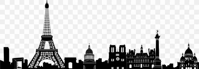 Eiffel Tower Skyline Silhouette Illustration, PNG, 1920x665px, 3d Modeling, Eiffel Tower, Art, Black And White, Brand Download Free