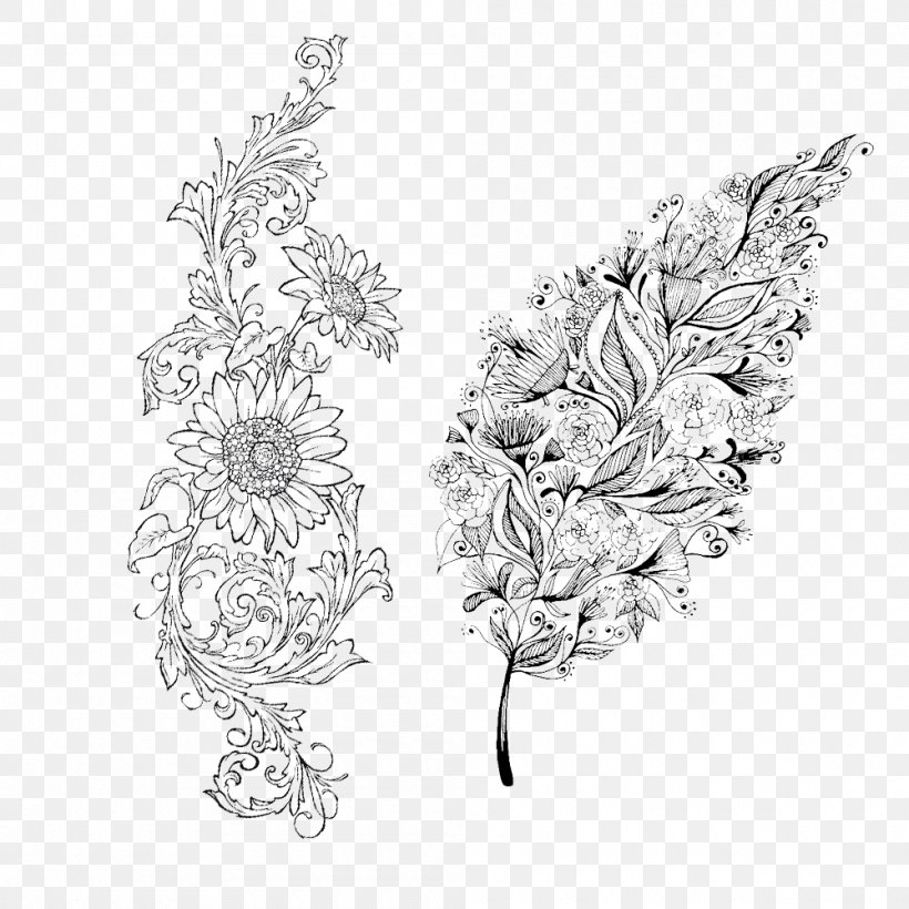 Drawing Flower, PNG, 1000x1000px, Drawing, Black And White, Body Jewelry, Designer, Flower Download Free